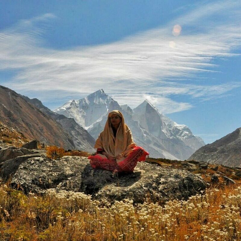 Yogini Shambhavi in mountains