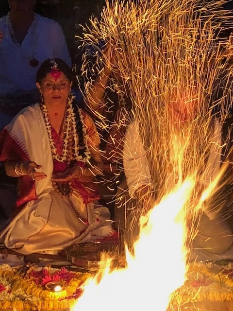 Yogini Shambhavi performing a ceremony at a yoga retreat in India